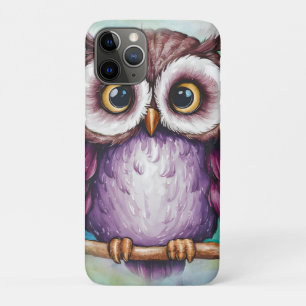 Watercolor painted cute owl iPhone 11 pro case