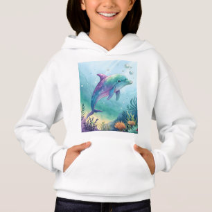 Watercolor painted dolphin