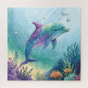 Watercolor painted dolphin jigsaw puzzle