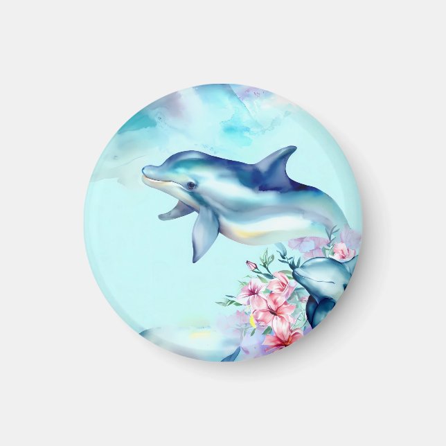 Watercolor Painted Dolphin  Magnet (Front)
