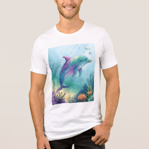 Watercolor painted dolphin Tri-Blend shirt