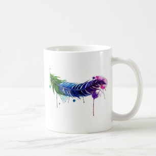 Watercolor Painted Feather Coffee Mug