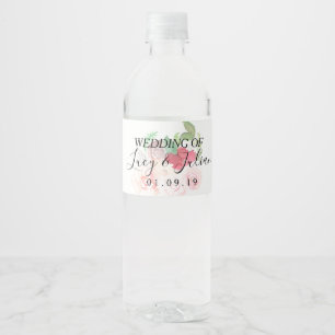 Watercolor Painted Florals Romantic Wedding   Water Bottle Label