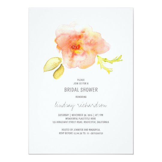 watercolor painted flower bridal shower invite