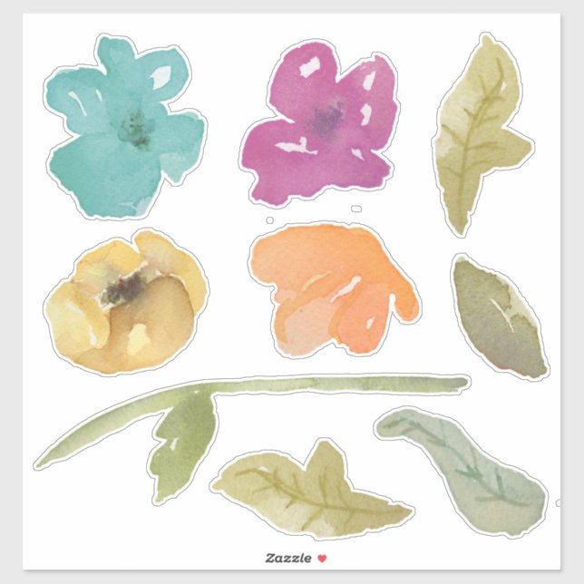 Watercolor Painted Flowers Mix (Sheet)