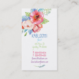 Watercolor Painted Flowers Multi Colour Floral Business Card