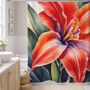 Watercolor Painted Orange Lily Flower