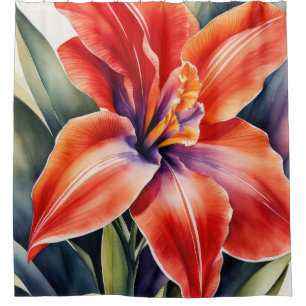 Watercolor Painted Orange Lily Flower