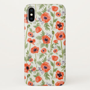 Watercolor Painted Oriental Orange Poppy Flowers Case-Mate iPhone Case