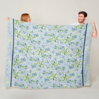 Watercolor Painted Plumbago Flowers on Pastels Fleece Blanket