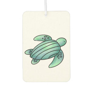 watercolor painted sea turtle cartoon blue green air freshener