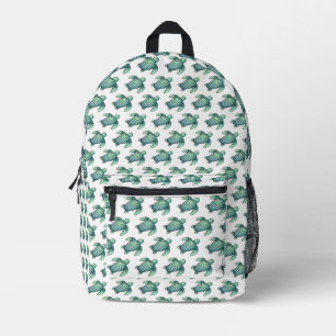 watercolor painted sea turtle cartoon blue green  printed backpack