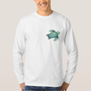 watercolor painted sea turtle cartoon blue green  T-Shirt