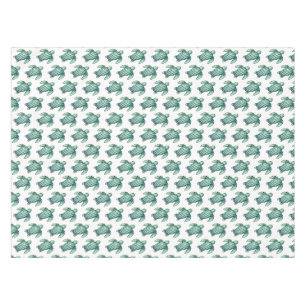 watercolor painted sea turtle cartoon blue green tablecloth