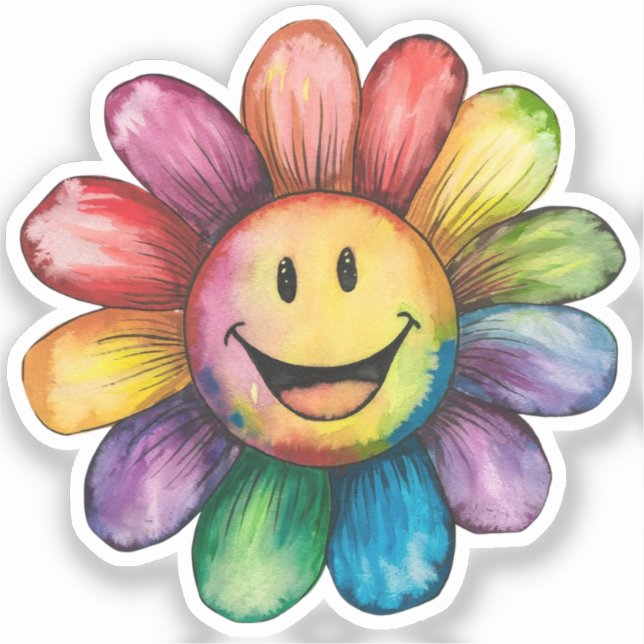Watercolor painted Smiling Flower (Front)
