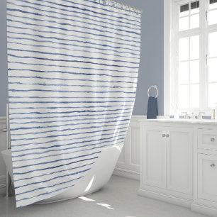 Watercolor Painted Stripe Blue White Beach Decor