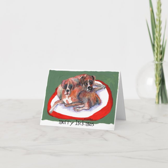 Watercolor painting 2 Xmas Boxers Card (Front)
