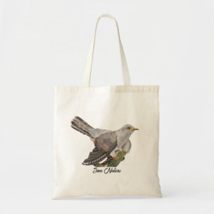 Watercolor painting a cuckoo tote bag