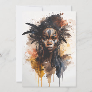 Watercolor Painting, Beautiful African Tribe Women Invitation