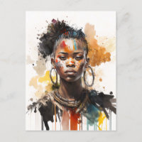 Watercolor Painting, Beautiful African Tribe Women