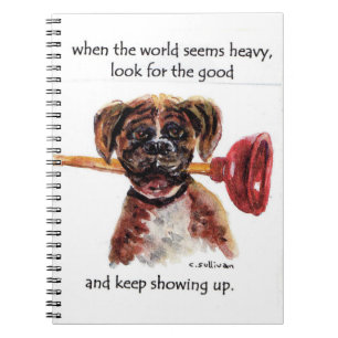 watercolor painting Boxer + inspirational saying Notebook
