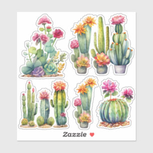 Watercolor Painting Cactus Succulents Botanical