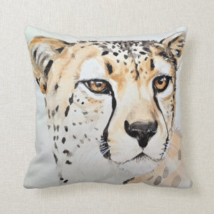 Watercolor Painting Cheetah Throw Pillow