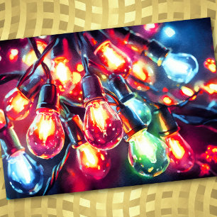 Watercolor Painting Christmas Holiday String Light Card