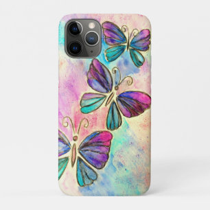Watercolor Painting - Cute Colorful Butterflies iPhone 11 Pro Case