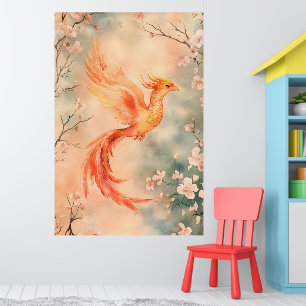 watercolor painting depicting a mythical phoenix poster