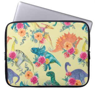 Watercolor painting dinosaurs pattern. Seamless ba Laptop Sleeve