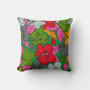 Watercolor painting effect, of yellow, green and g throw pillow