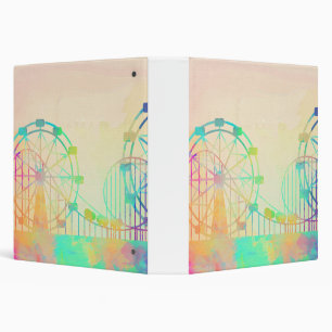 Watercolor Painting Ferris Wheel Fairground Art Binder