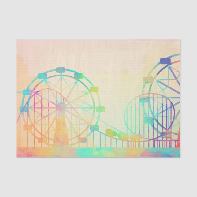 Watercolor Painting Ferris Wheel Fairground Art Tissue Paper (Front)