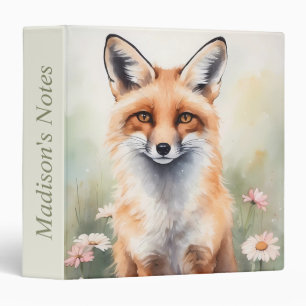 Watercolor Painting Fox With Daisy flowers Binder