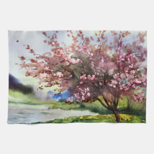Watercolor Painting Landscape Kitchen Towel