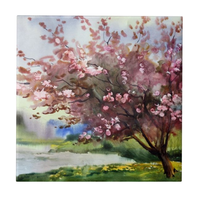 Watercolor Painting Landscape Tile (Front)