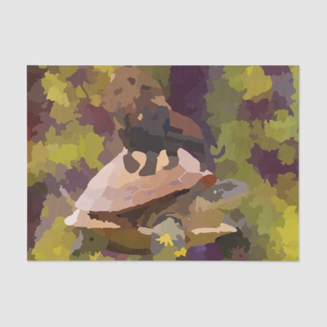 watercolor painting lion on turtle shell tissue paper (Front)