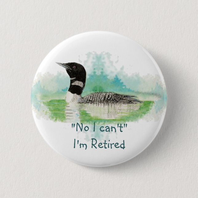 Watercolor Painting Loon, Wilderness Bird 2 Inch Round Button (Front)
