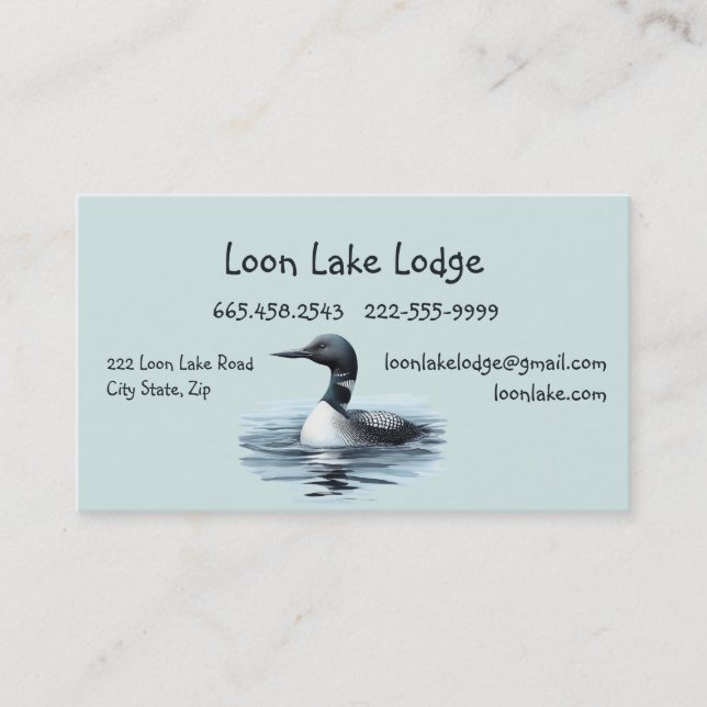 Watercolor Painting Loon, Wilderness Bird Business Business Card (Front)