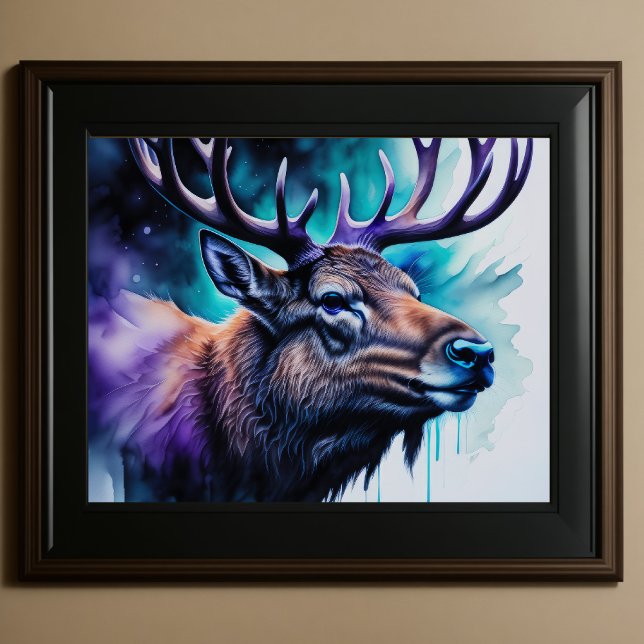 Watercolor Painting Majestic Elk 5:4 Poster (Creator Uploaded)