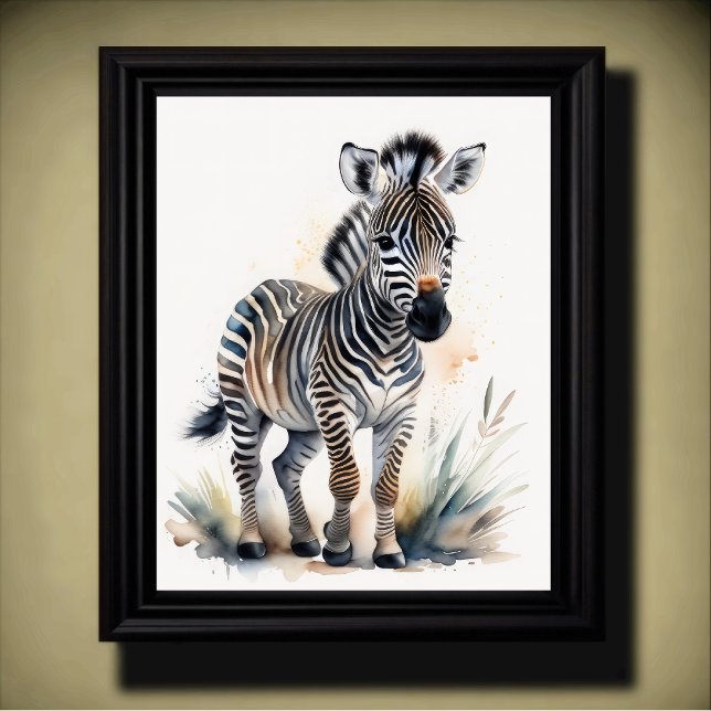 Watercolor Painting of a Baby Zebra 5:4 Poster (Creator Uploaded)