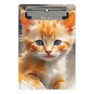 Watercolor painting of a cute orange cat mini clipboard