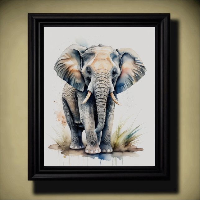 Watercolor Painting of a Elephant 5:4 Poster (Creator Uploaded)