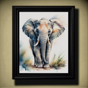 Watercolor Painting of a Elephant 5:4 Poster