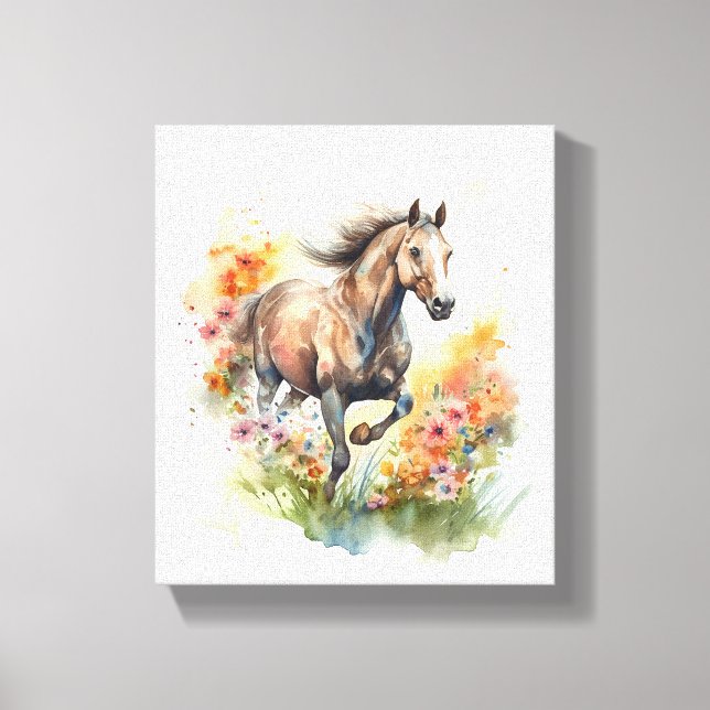 Watercolor Painting of a Horse  Canvas Print (Front)