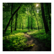 Watercolor Painting of a lush Summer Forest