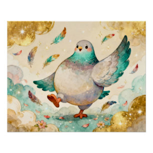 Watercolor painting of a pigeon poster