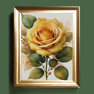 Watercolor Painting of a Rose Poster