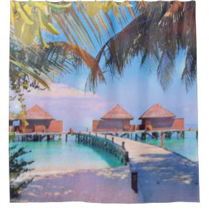 Watercolor Painting of a seashore beach resort